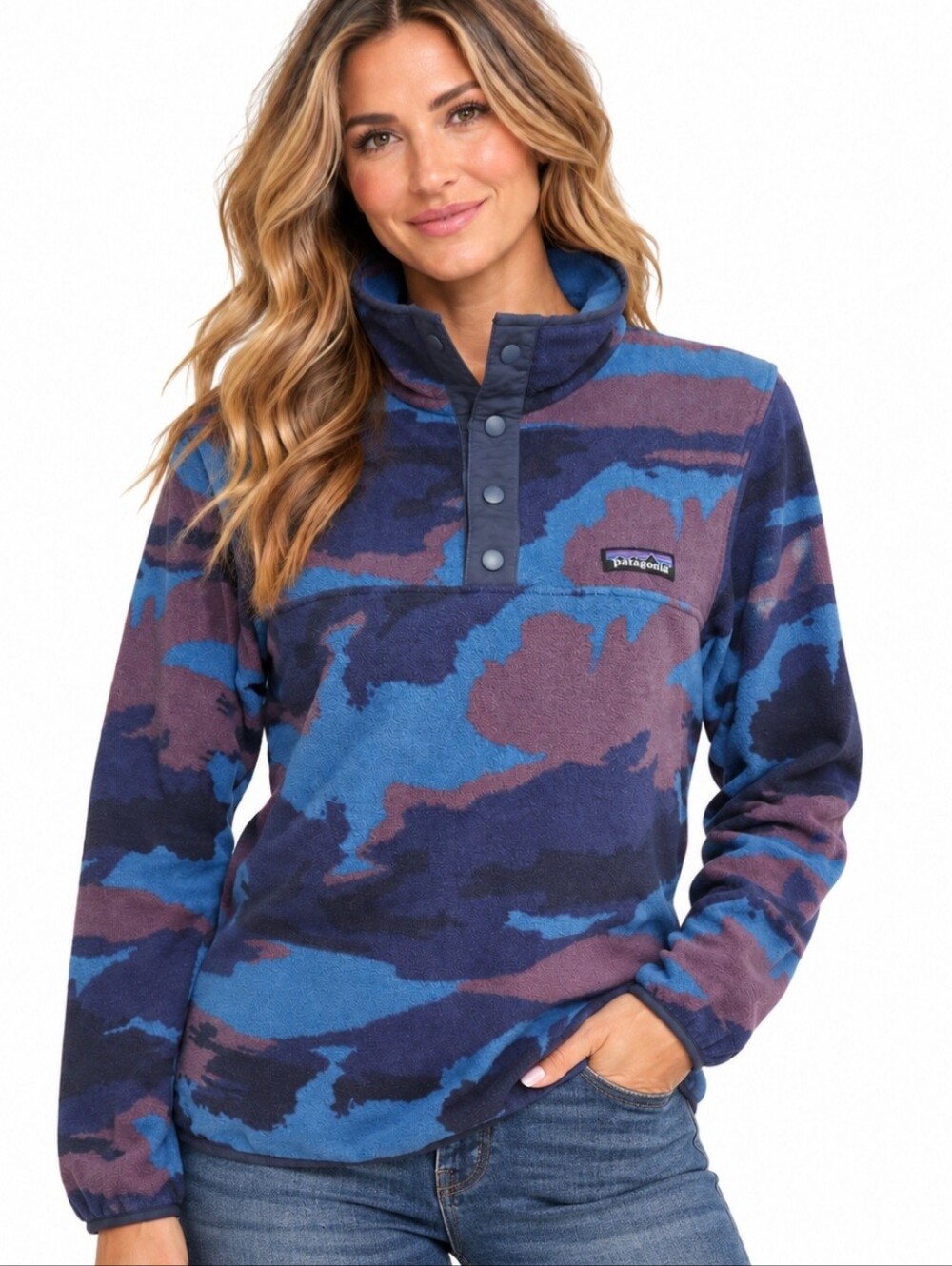 Patagonia Women’s Medium Micro D Snap-T Fleece Pullover KSDB Abstract Camo SP21